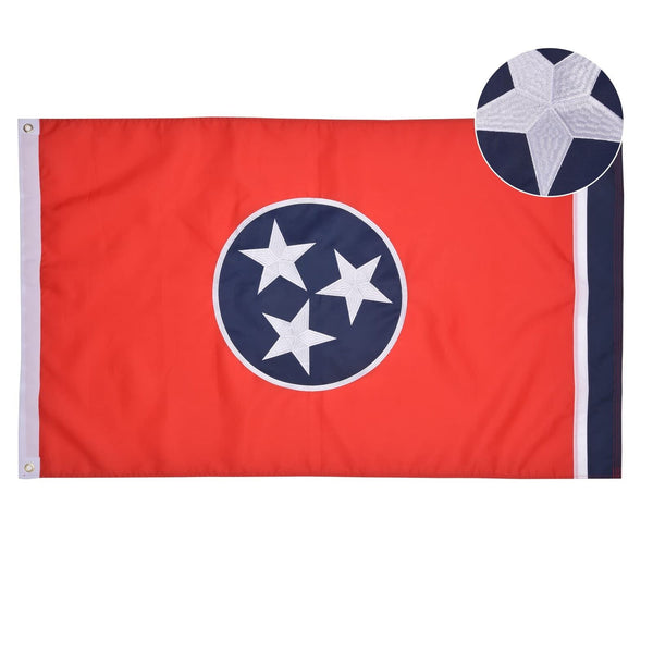 Tennessee State Flag 4x6 Ft, Deluxe Embroidered Heavy Duty Nylon Durable TN O...