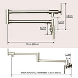 WOWOW Pot Filler Faucet Polished Nickel Commercial Wall Mount Stove Faucet, B...