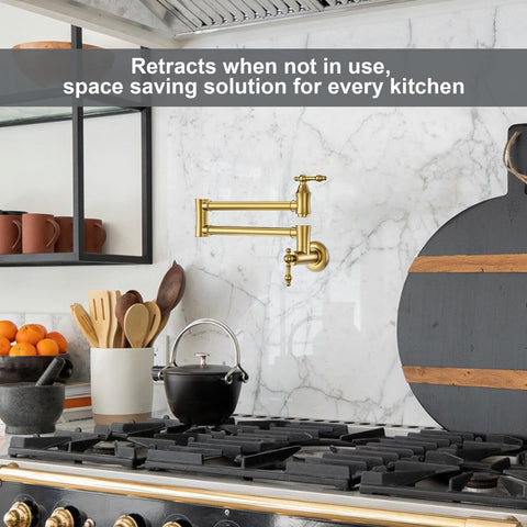ARCORA Pot Filler Faucet, Traditional Brushed Gold Pot Filler Wall Mount Comm...