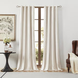 BULBUL 100% Blackout Velvet Curtains for Living Room 2 Panels, Cream Ivory 84...