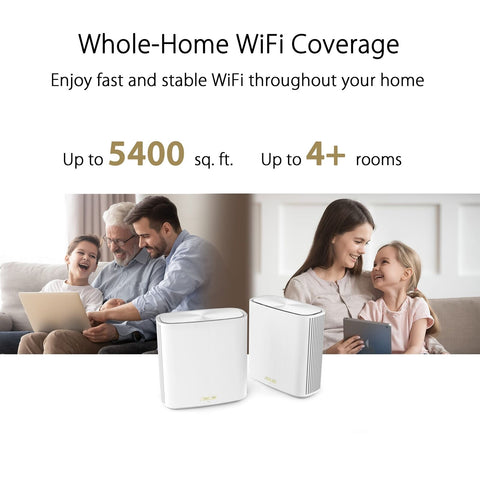 ASUS ZenWiFi Whole-Home Dual-Band Mesh WiFi 6 System XD6 White - 2 Pack, Cove...