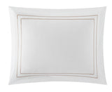 Chic Home Santorini 4 Piece Cotton Comforter Set Solid White with Dual Stripe...