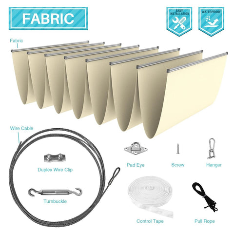 COARBOR 3'x12' Retractable Wave Shade Cover Outdoor Waterproof Retractable Sh...