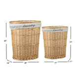 Sunbeam 2PC Laundry Wicker Basket (Natural) by Home Basics Beige (Natural)