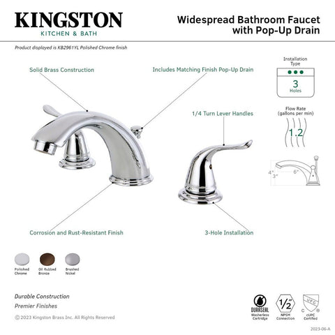 Kingston Brass KB2965YL Yosemite Widespread Two Handle Lavatory Faucet, Oil R...