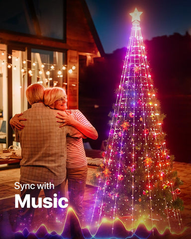 9Ft Lighted Christmas Tree Outdoor, Smart LED Christmas Cone Tree Light, DIY ...