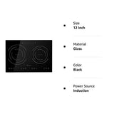 Empava IDC12B2 Horizontal Electric Stove Induction Cooktop 12 Inch, Black