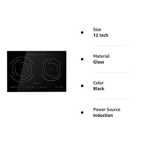 Empava IDC12B2 Horizontal Electric Stove Induction Cooktop 12 Inch, Black