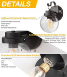 LOG BARN Black Outdoor Wall Lights 2 Pack, Exterior Globe Anti Rust Waterproo...
