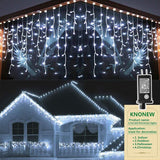 KNONEW 99FT 1216 LED Christmas Lights Outdoor Decorations 8 Modes White Curta...