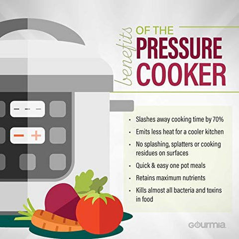 Gourmia GPC965 Digital Multi-Functional Pressure Cooker 6 Qt, Silver & Black