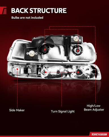 Torchbeam Headlight Assembly, Replacement for Silverado 1500,Suburban 1500,Ta...