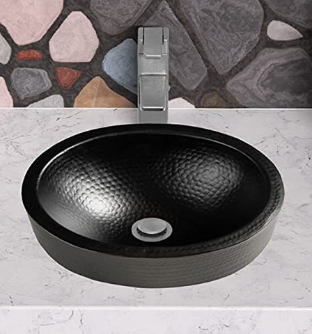 Monarch Abode 19104 Matte Black Hand Hammered Oval 17 inches,