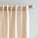 Peri Home 100% Linen Back Tab Lined Curtain, 84" Panel Pair, Beige