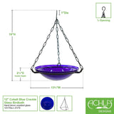 Achla Designs 201-6020 Crackle Glass Hanging, 12-in, Cobalt Blue Birdbath