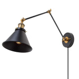 LNC Black Wall Sconces, Swing Arm Wall Lamp with Antique Brass Finish, Adjust...