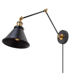 LNC Black Wall Sconces, Swing Arm Wall Lamp with Antique Brass Finish, Adjust...