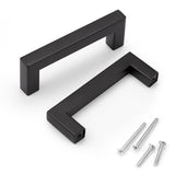 KNOBWELL 50 Pack 3-1/2 Inch (90mm) Hole Distance Black Handles for Cabinets a...