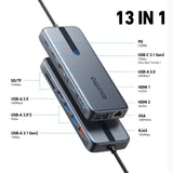 USB C Laptop Docking Station Dual Monitor, 13 in 1 Docking Station Triple Mon...