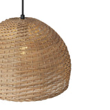 Calypso - Metal and Handwoven Wicker Dome Ceiling Light, Stained Natural