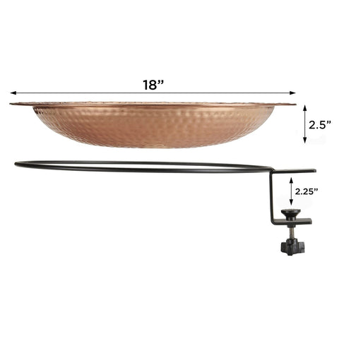 Good Directions Pure Copper Metal Bird Bath with Deck Mount for Railing, Larg...