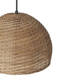 Calypso - Metal and Handwoven Wicker Dome Ceiling Light, Stained Natural
