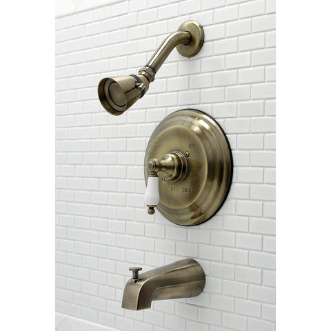 Kingston Brass KB3633PL Restoration Tub and Shower Faucet, Antique Brass 7.13...