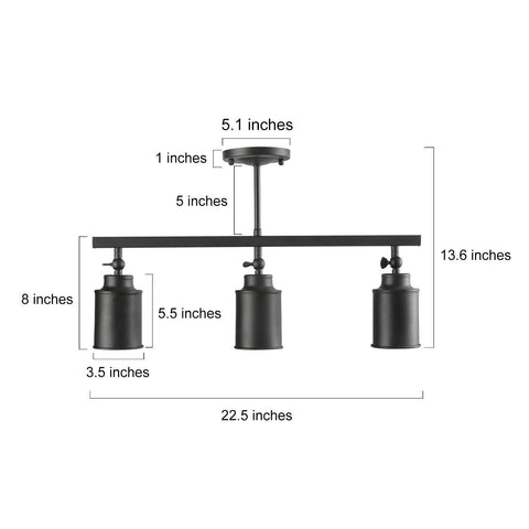 LALUZ Industrial Complete Track Lighting Kits with Straight Bar Metal Shade, ...