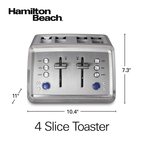 Hamilton Beach 4 Slice Toaster with Extra-Wide Slots, Bagel Setting, Toast Bo...