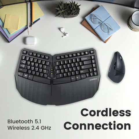 Perixx PERIDUO-813B US, Wireless Ergonomic Compact Keyboard & Vertical Mouse ...