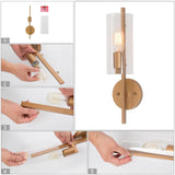 Uolfin Gold Sconce, Modern Wall Mount Sconce Lighting with Seeded Glass Shade...