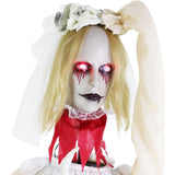 Haunted Hill Farm Zombie Bride with Pop-Up Head and Light-Up Eyes, Halloween ...