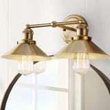 JONATHAN Y JYL7430A August 17.5" 2-Light Metal Shade 2 Bulb, Brass Gold