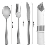 Silver Plastic Silverware with Napkins - 100 Pack Premium Disposable Silver P...