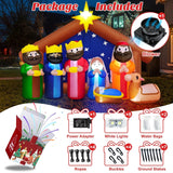 MICOCAH 8FT Christmas Inflatable Nativity Scene Outdoor Decoration, Build-in ...