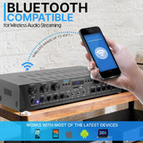 Pyle Wireless Home Audio Amplifier System - Bluetooth Compatible Sound Black