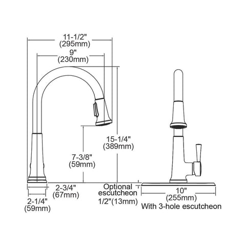 Elkay LK6000LS Single Hole Deck Mount Kitchen Faucet with Pull-Down Spray and...