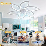 30" Modern Ceiling Fan with Lights Remote 30, White - 6 Flower Petals