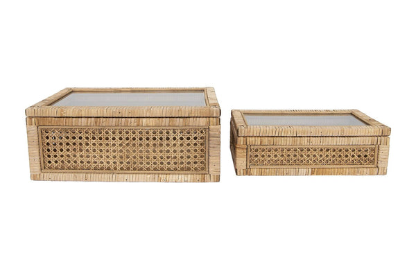 Creative Co-Op Modern Decorative Rectangle Woven Rattan Rectangular, Natural