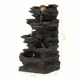 Gardenised Decorative 4 Tier Rock Look Water Fountain with LED Rolling Glow B...