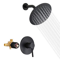 sumerain Matte Black Shower Faucet Set Pressure Balance Cartridge, 8 Inches R...