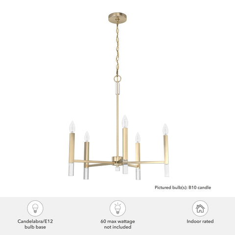 Hunter - Sunjai 5-light Alturas Gold, Large Chandelier, Dimmable, Formal Styl...