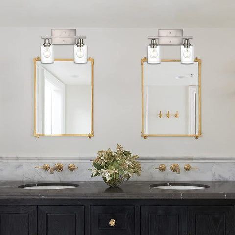 VINLUZ Modern Bathroom Vanity Light,2 Light Industrial Wall Sconces in Brushe...