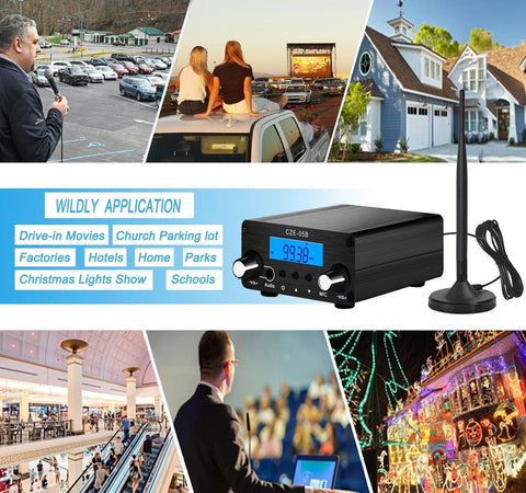 1000FT Long Range FM Transmitter Stereo Mini Radio Station for Church Drive-i...