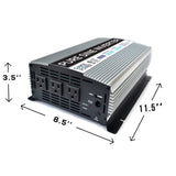 GoWISE Power 1500W Pure Sine Wave Power Inverter 12V DC to 120 V AC with 3 AC...