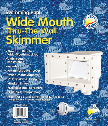 JED Pool Tools 45-430 Wide Mouth Thru-The-Wall Skimmer & Complete Acce, White