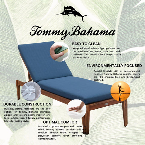 Tommy Bahama Chaise Cushion, 26" X 77" X 2.5", Bamboo Bay Cobalt