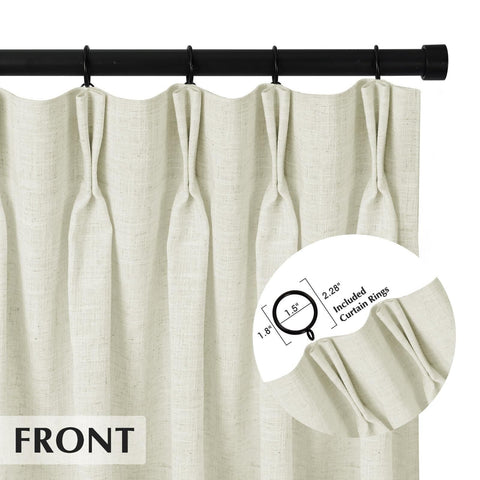 Pinch Pleated Curtains 108 Inches Long,Linen Blackout Curtains with Blackout ...