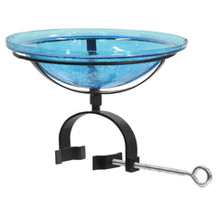 Achla Designs 201-1023 12" Teal Crackle Glass Rail Bracket Birdbath