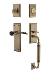 Nostalgic Warehouse New York Plate C Grip Entry Set Swan Lever in Antique Brass